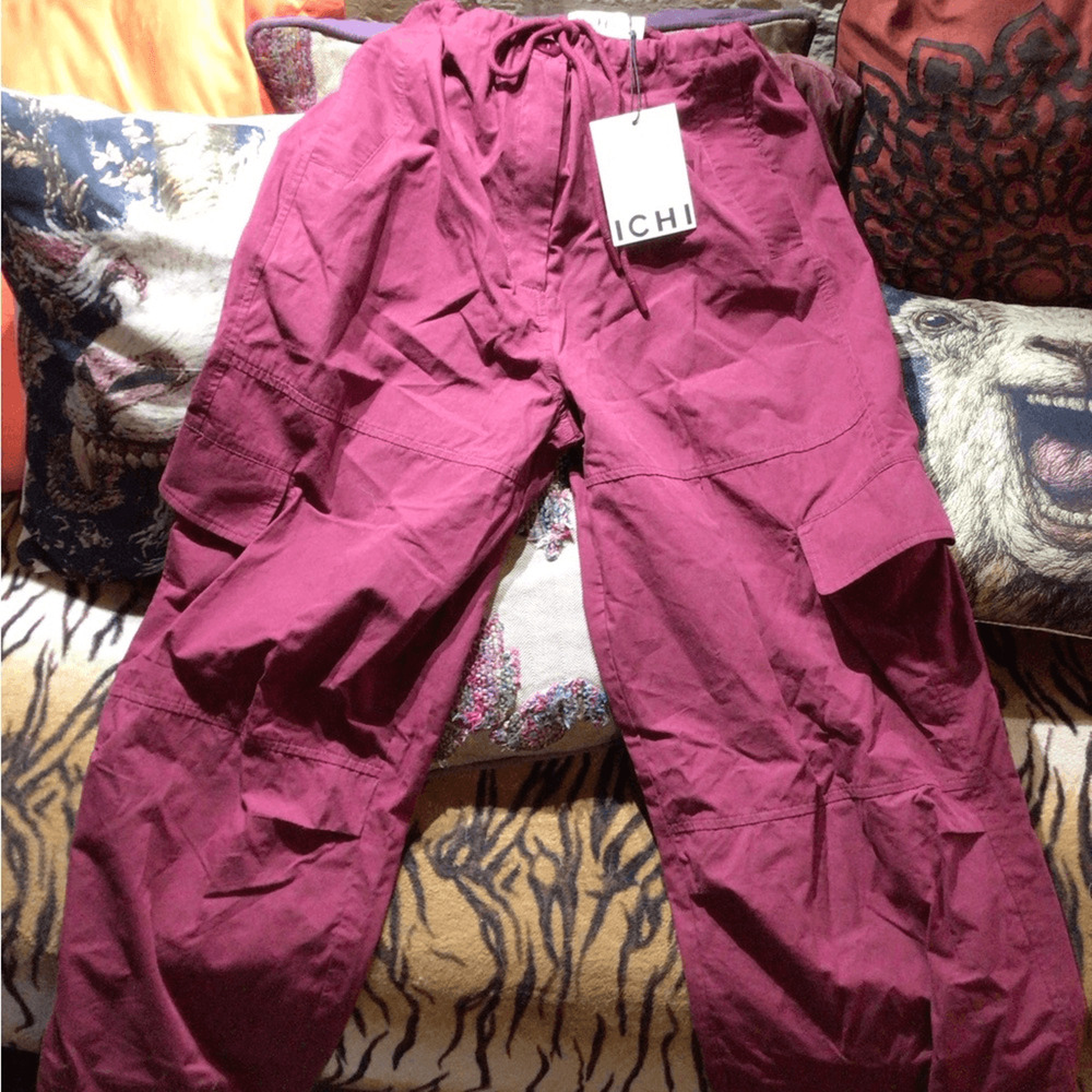 ICHI Women's Magenta Track Pants - Drawstring Joggers
